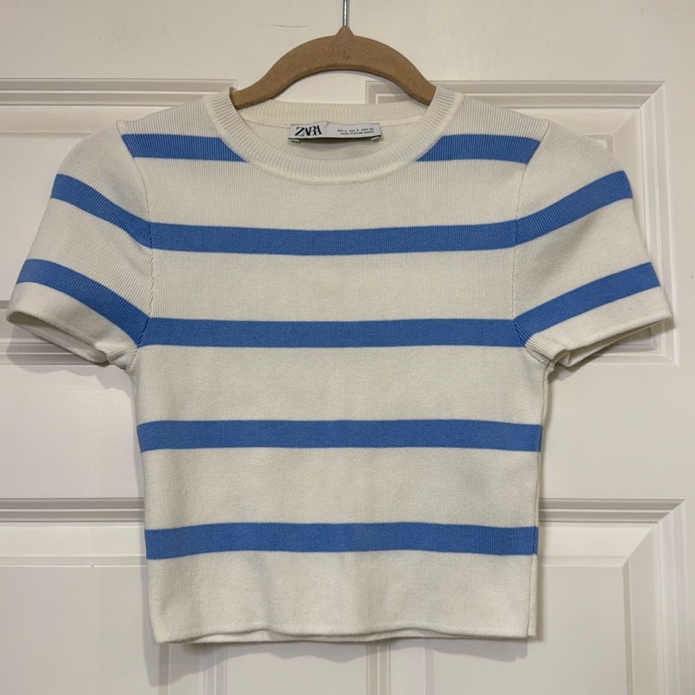 Zara Cropped Short Sleeve Sweater